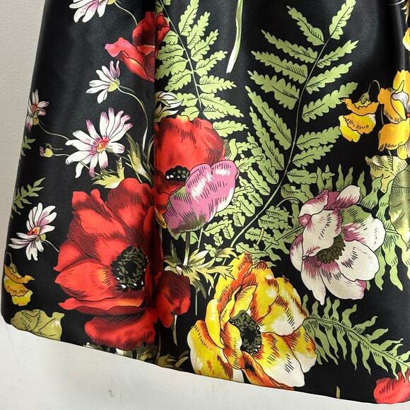 Sherri Hill Black floral plunge fit flare mini dress womans size 4‎ - Picture 5 of 16